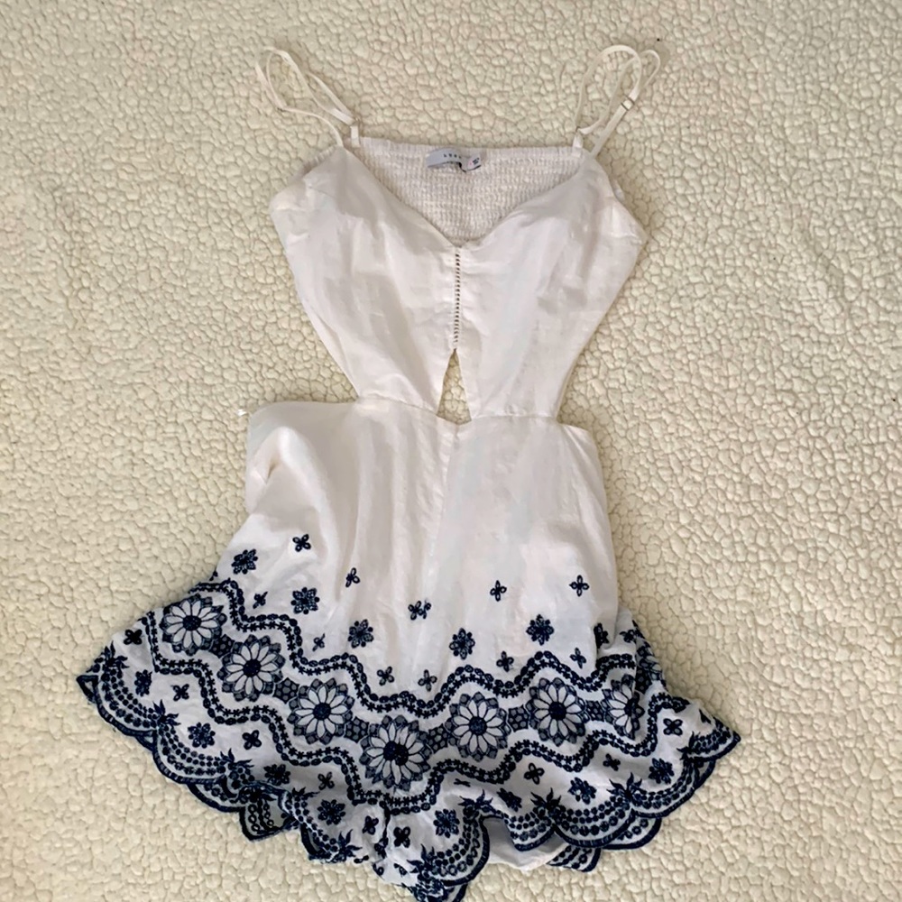white open back romper